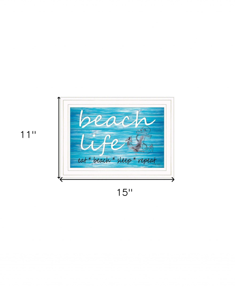 Beach Life 1 White Framed Print Wall Art - Homeroots - Flyclothing LLC