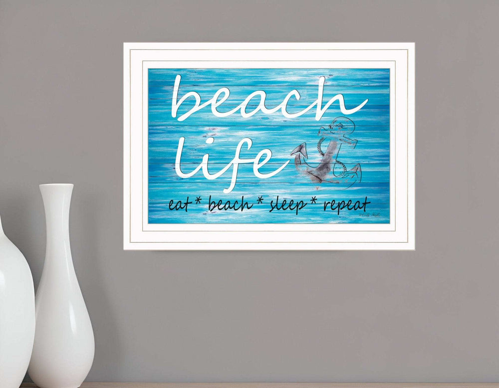 Beach Life 1 White Framed Print Wall Art - Homeroots - Flyclothing LLC