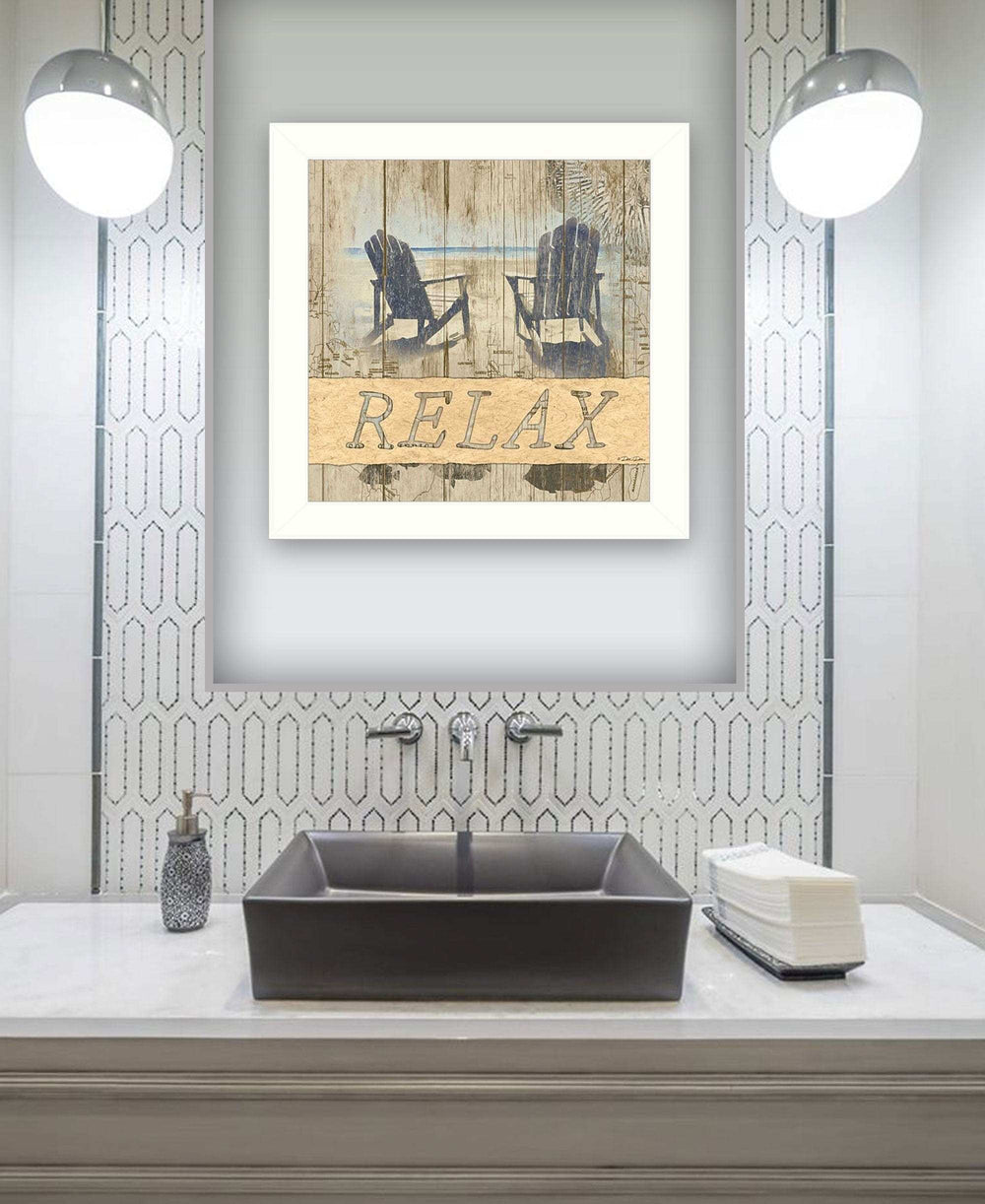 RELAX 1 White Framed Print Wall Art - Homeroots - Flyclothing LLC