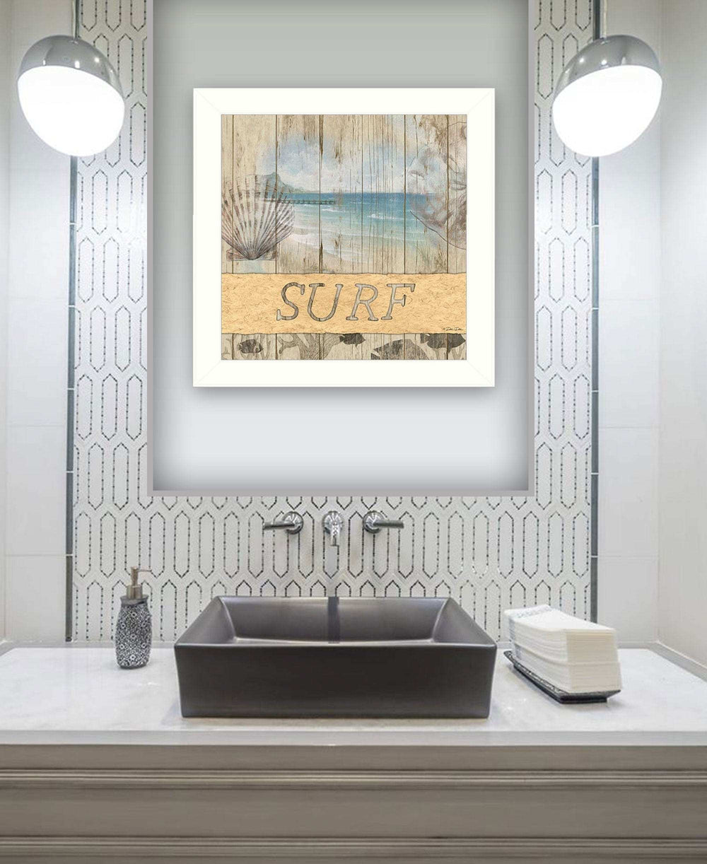 SURF White Framed Print Wall Art - Homeroots - Flyclothing LLC