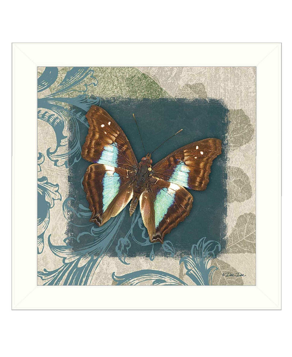 Swirl Butterfly White Framed Print Wall Art - Homeroots - Flyclothing LLC