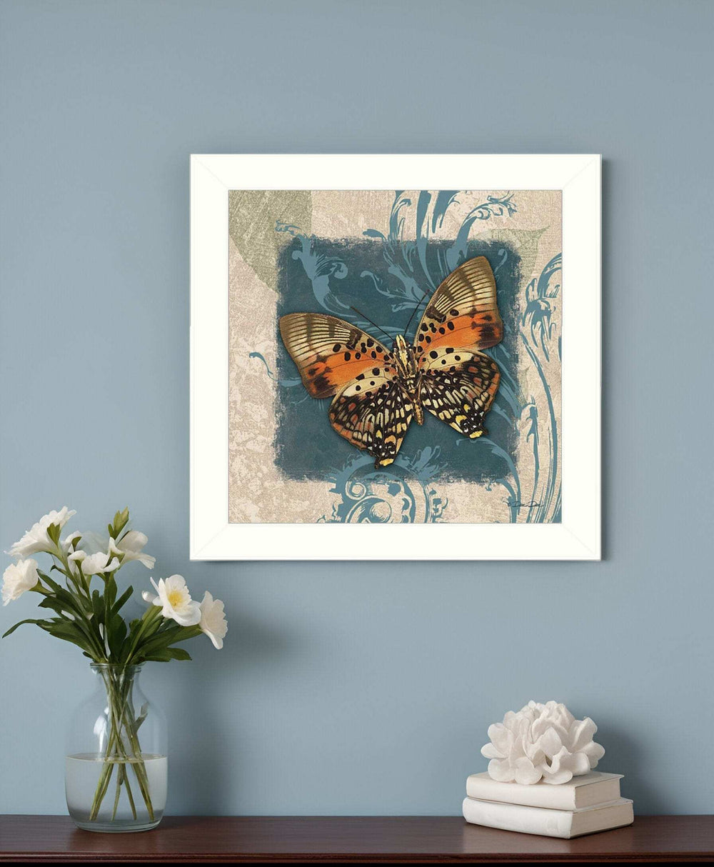 Swirl Butterfly III White Framed Print Wall Art - Homeroots - Flyclothing LLC