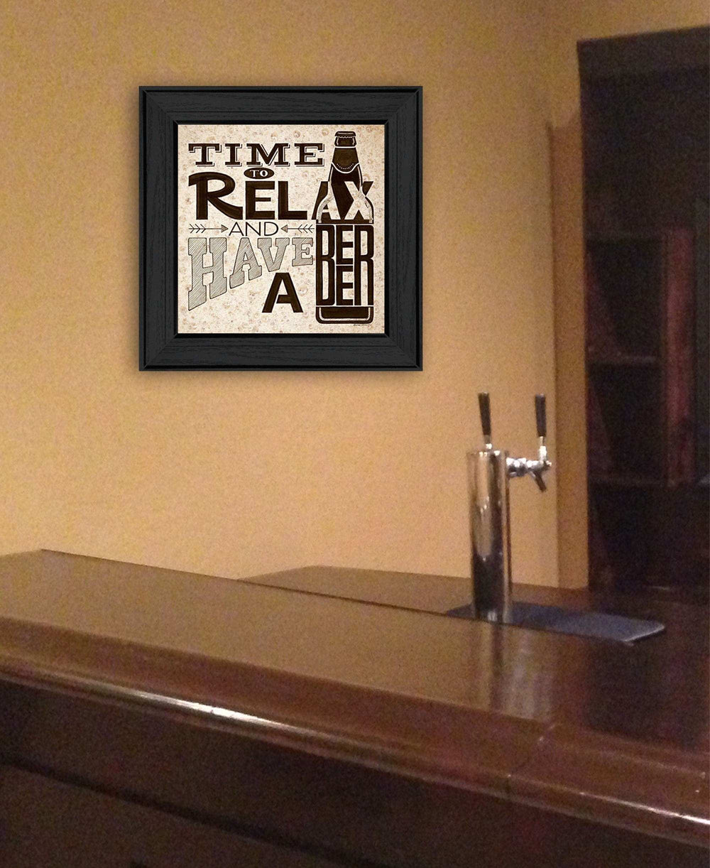 BeerTime to Relax Black Framed Print Wall Art - Homeroots - Flyclothing LLC