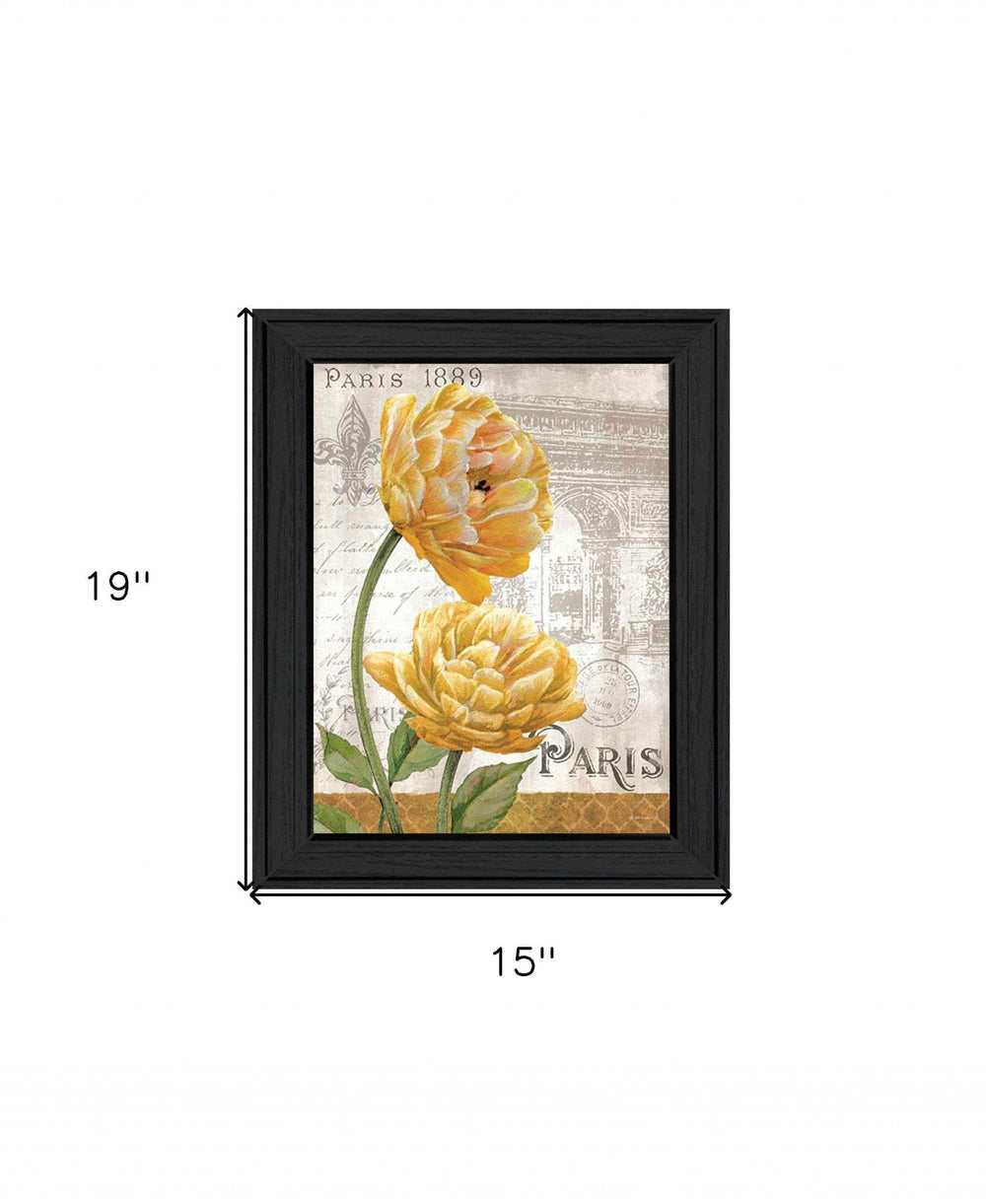Golden Flowers Black Framed Print Wall Art - Homeroots - Flyclothing LLC