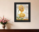 Golden Flowers Black Framed Print Wall Art - Homeroots - Flyclothing LLC