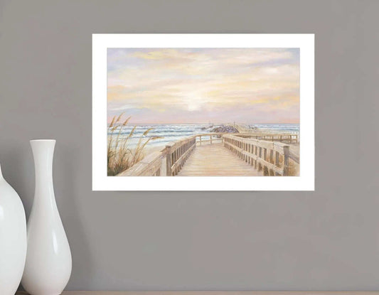 Ponce Inlet Jetty Sunrise 1 White Framed Print Wall Art - Homeroots - Flyclothing LLC