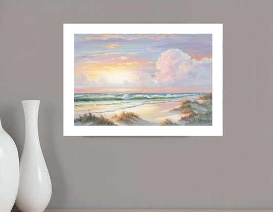 Golden Sunset on Crystal Cove 3 White Framed Print Wall Art - Homeroots - Flyclothing LLC