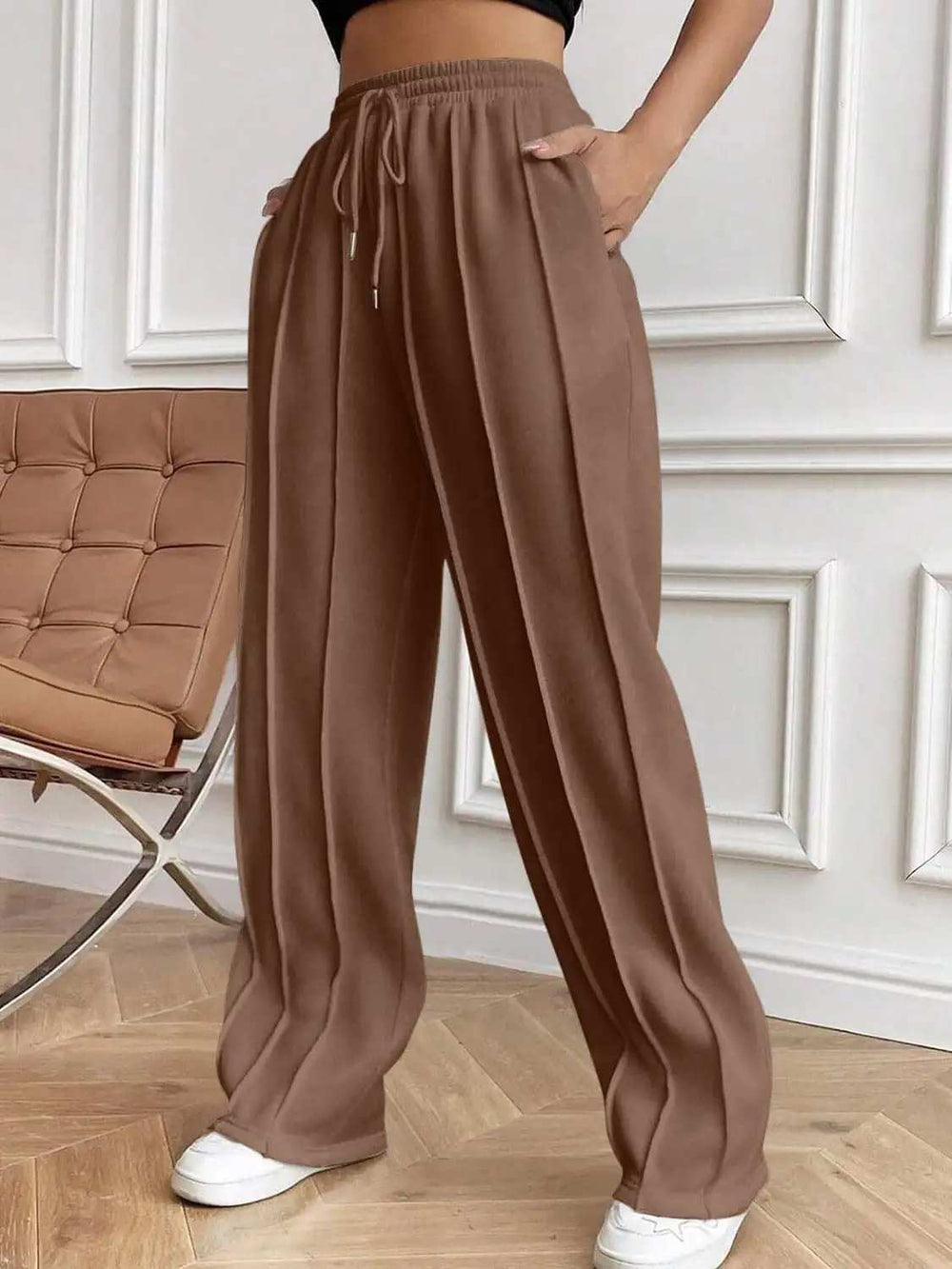 Drawstring Elastic Waist Pants with Pockets - Trendsi - Flyclothing LLC