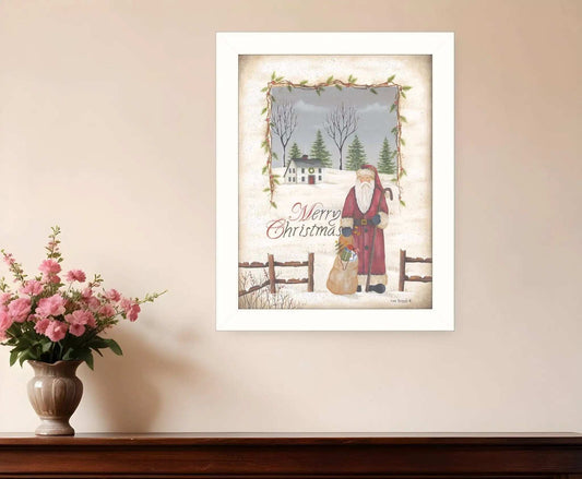 Merry Christmas White Framed Print Wall Art - Homeroots - Flyclothing LLC