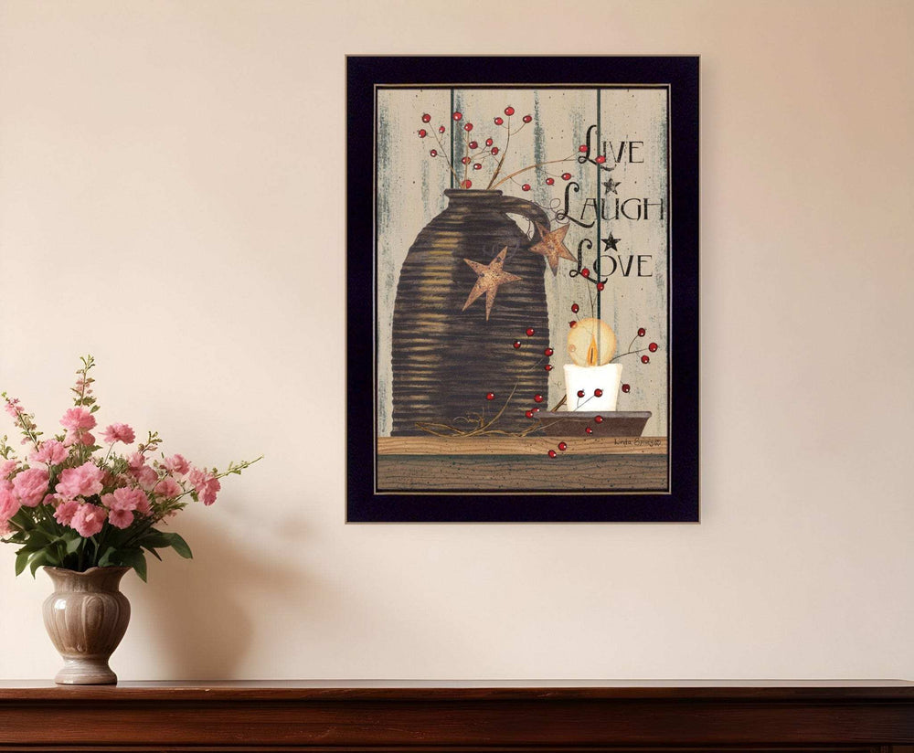 Live Laugh and Love 1 Black Framed Print Wall Art - Homeroots - Flyclothing LLC