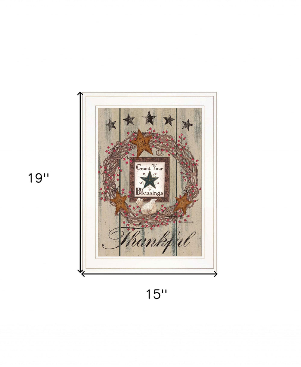 Count your Blessings 1 White Framed Print Wall Art - Homeroots - Flyclothing LLC