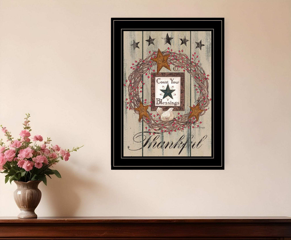 Count your Blessings 2 Black Framed Print Wall Art - Homeroots - Flyclothing LLC