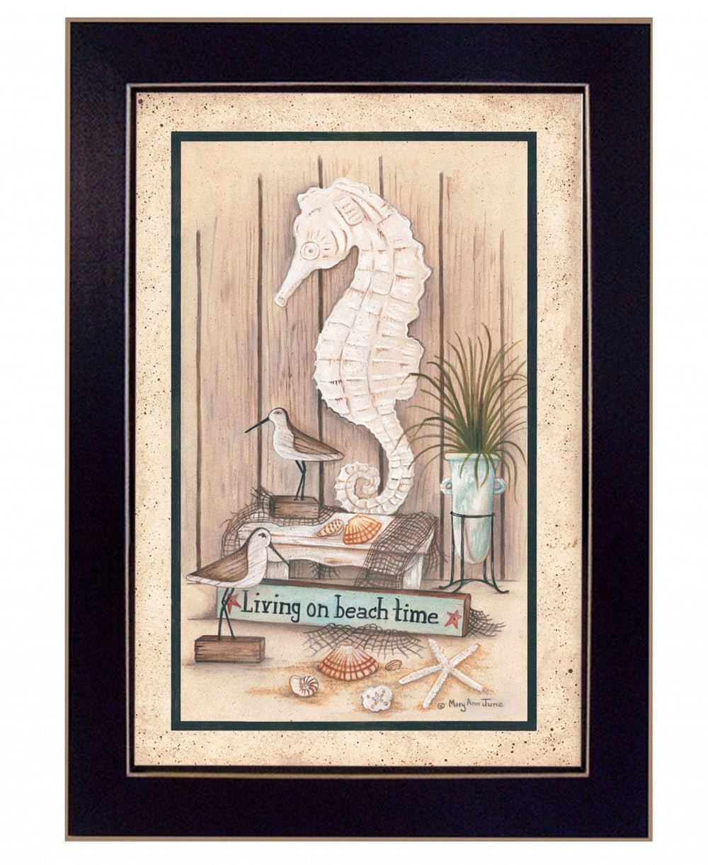 Living on Beach Time Black Framed Print Wall Art - Homeroots - Flyclothing LLC