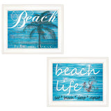 Set Of Two Beach Life 4 White Framed Print Wall Art - Homeroots - Flyclothing LLC