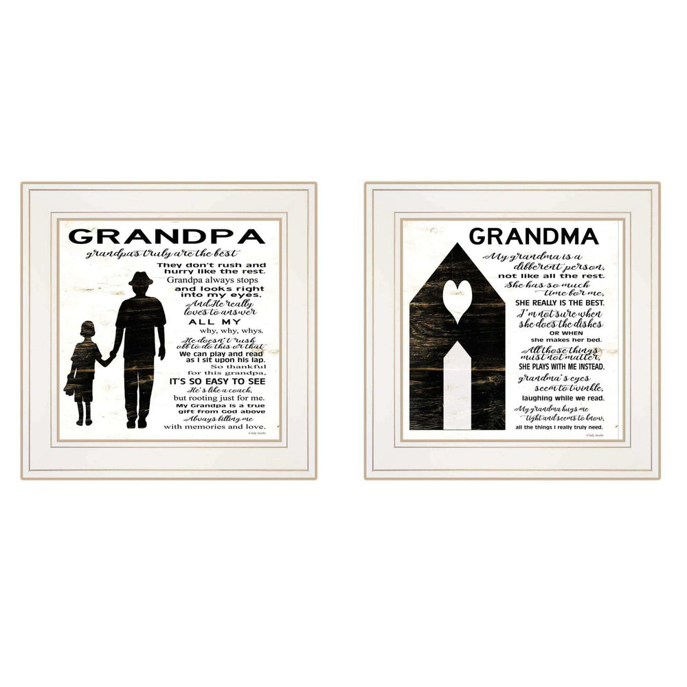 Set Of Two My Grandparents are the Best 2 White Framed Print Wall Art - Homeroots - Flyclothing LLC