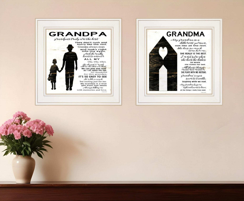 Set Of Two My Grandparents are the Best 2 White Framed Print Wall Art - Homeroots - Flyclothing LLC