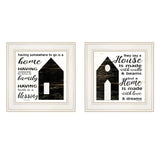 Set Of Two House or Blessing White Framed Print Wall Art - Homeroots - Flyclothing LLC