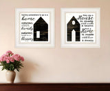 Set Of Two House or Blessing White Framed Print Wall Art - Homeroots - Flyclothing LLC