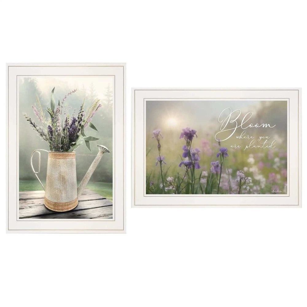 Set Of Two Bloom Where You are Planted 1 White Framed Print Wall Art - Homeroots - Flyclothing LLC