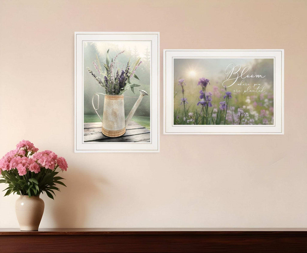 Set Of Two Bloom Where You are Planted 1 White Framed Print Wall Art - Homeroots - Flyclothing LLC