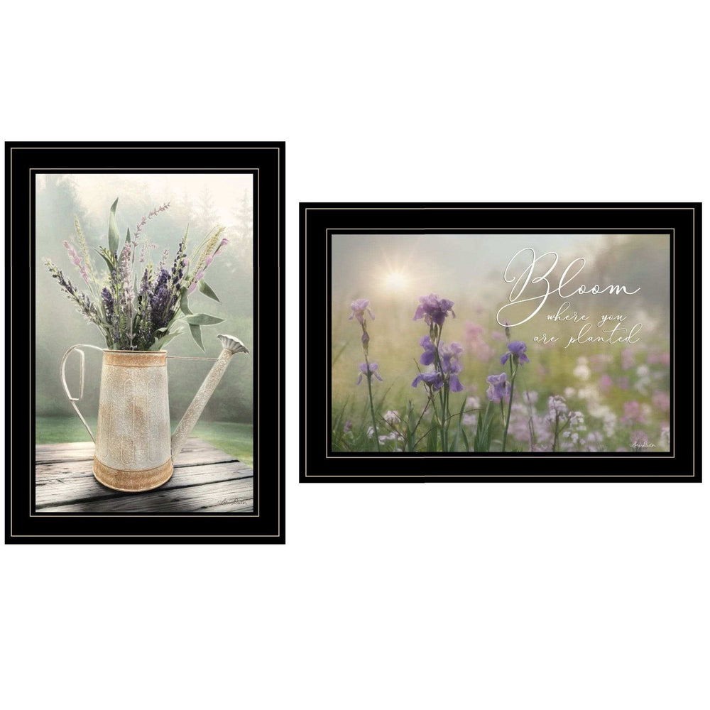 Set Of Two Bloom Where You are Planted 2 Black Framed Print Wall Art - Homeroots - Flyclothing LLC