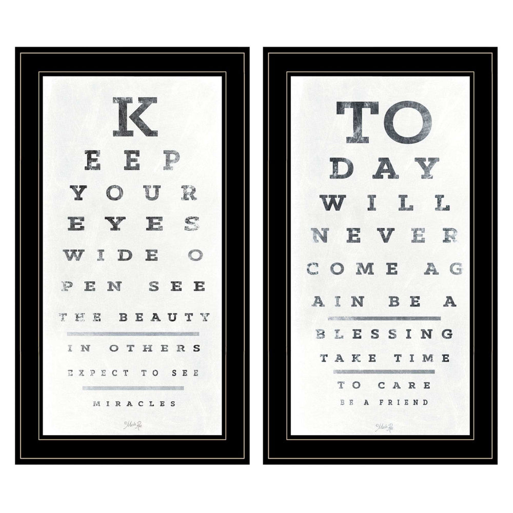 Set Of Two Eye Charts 1 Black Framed Print Wall Art - Homeroots - Flyclothing LLC
