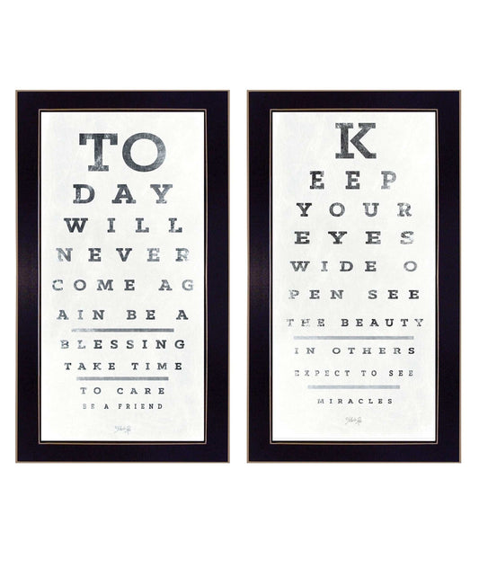 Set Of Two Eye Charts 2 Black Framed Print Wall Art - Homeroots - Flyclothing LLC