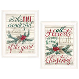 Set Of Two All Hearts Come Home for Christmas 1 White Framed Print Wall Art - Homeroots - Flyclothing LLC