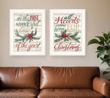 Set Of Two All Hearts Come Home for Christmas 1 White Framed Print Wall Art - Homeroots - Flyclothing LLC