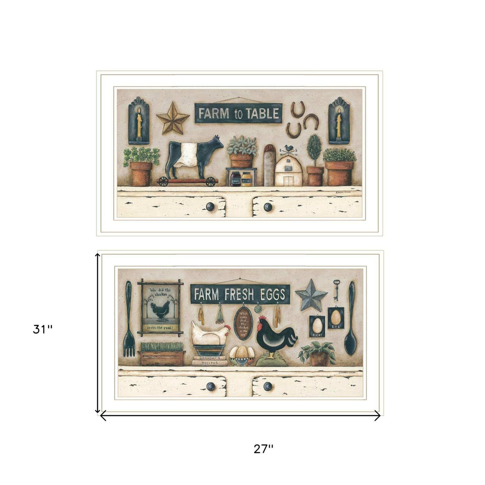 Set Of Two Farm Fresh White Framed Print Wall Art - Homeroots - Flyclothing LLC