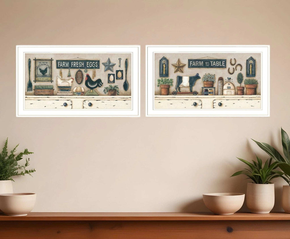 Set Of Two Farm Fresh White Framed Print Wall Art - Homeroots - Flyclothing LLC