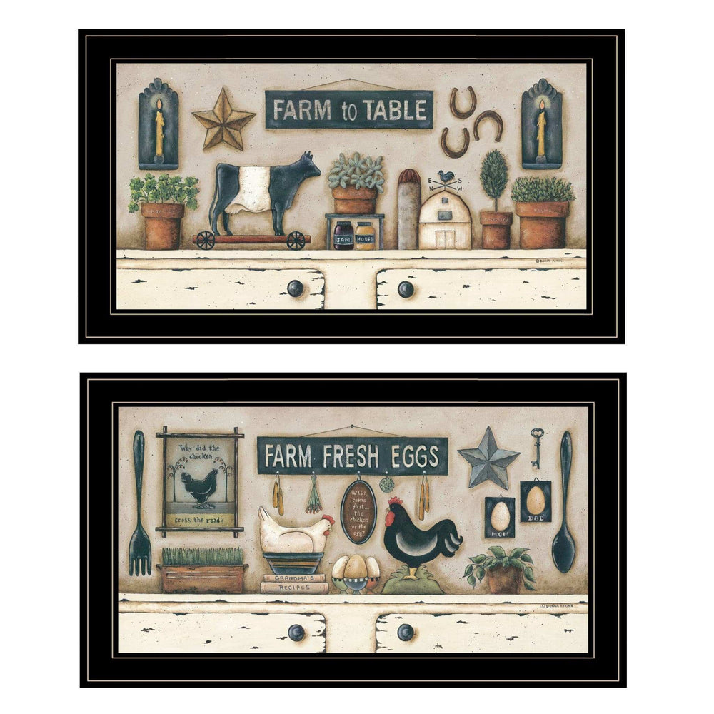 Set Of Two Farm Fresh 2 Black Framed Print Wall Art - Homeroots - Flyclothing LLC