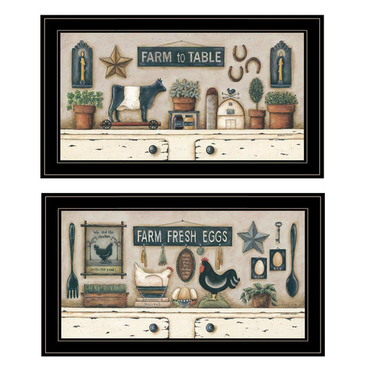 Set Of Two Farm Fresh 2 Black Framed Print Wall Art - Homeroots - Flyclothing LLC
