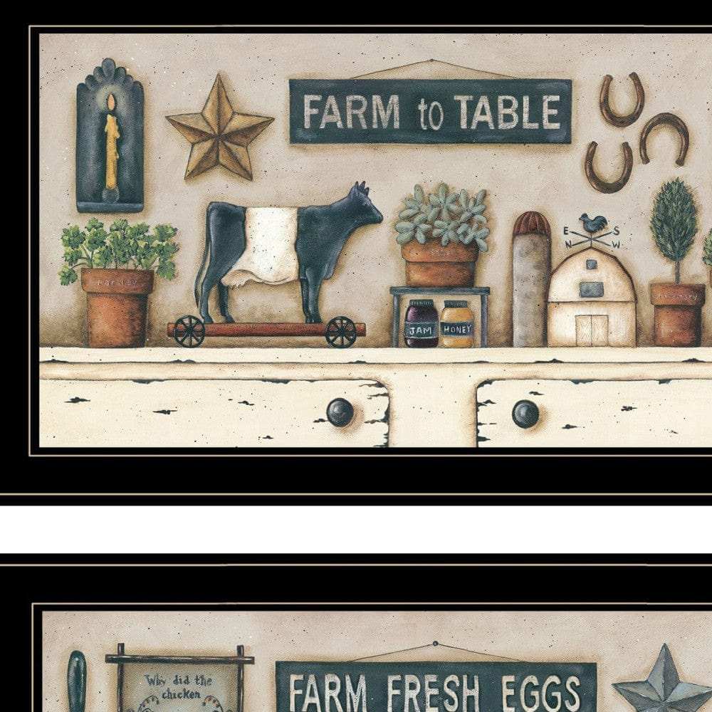 Set Of Two Farm Fresh 2 Black Framed Print Wall Art - Homeroots - Flyclothing LLC