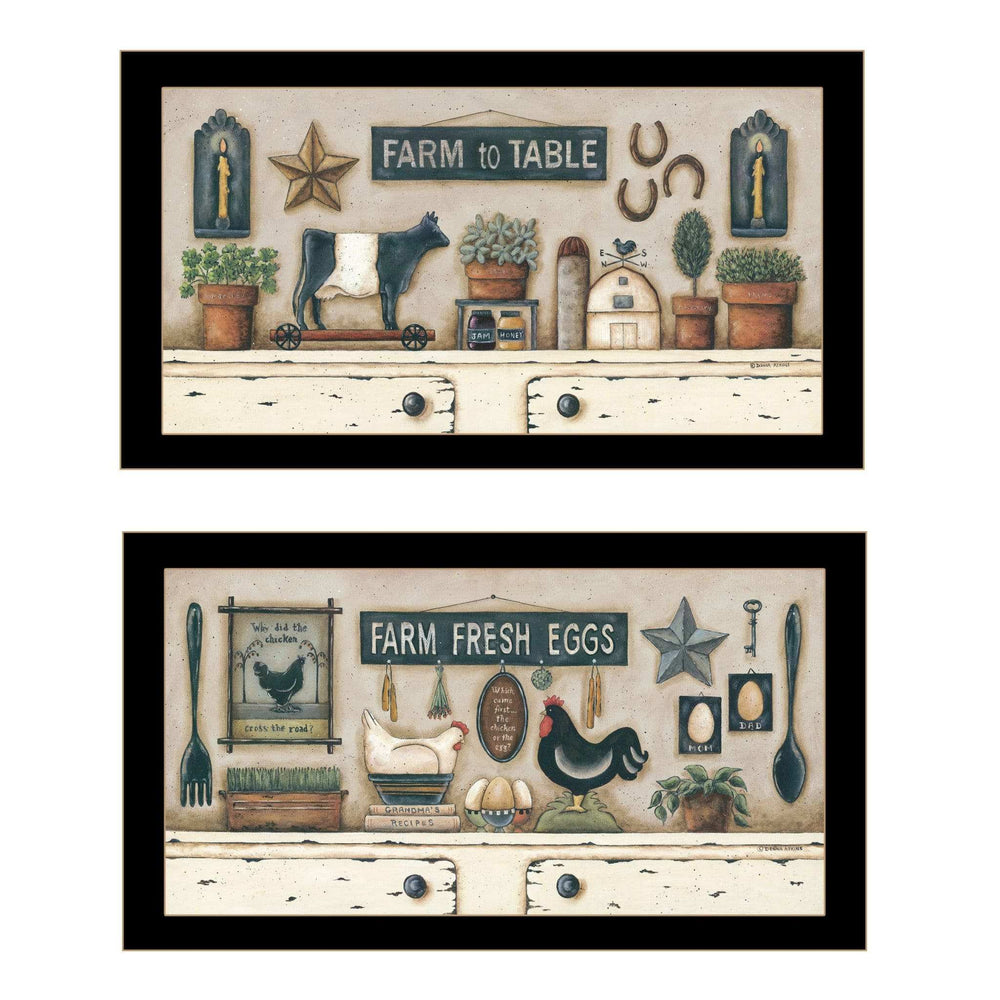 Set Of Two Farm Fresh 3 Black Framed Print Wall Art - Homeroots - Flyclothing LLC