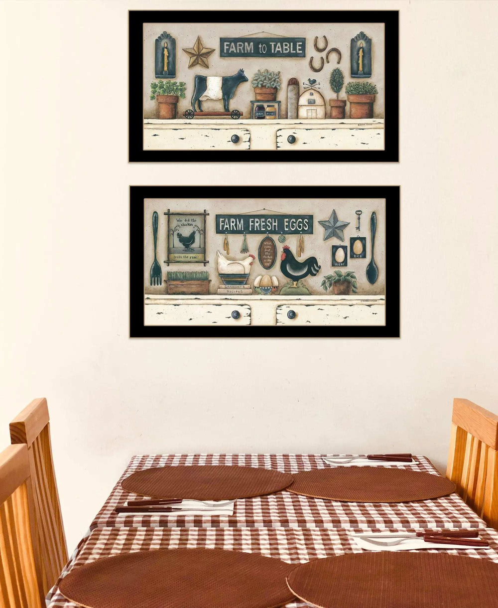 Set Of Two Farm Fresh 3 Black Framed Print Wall Art - Homeroots - Flyclothing LLC