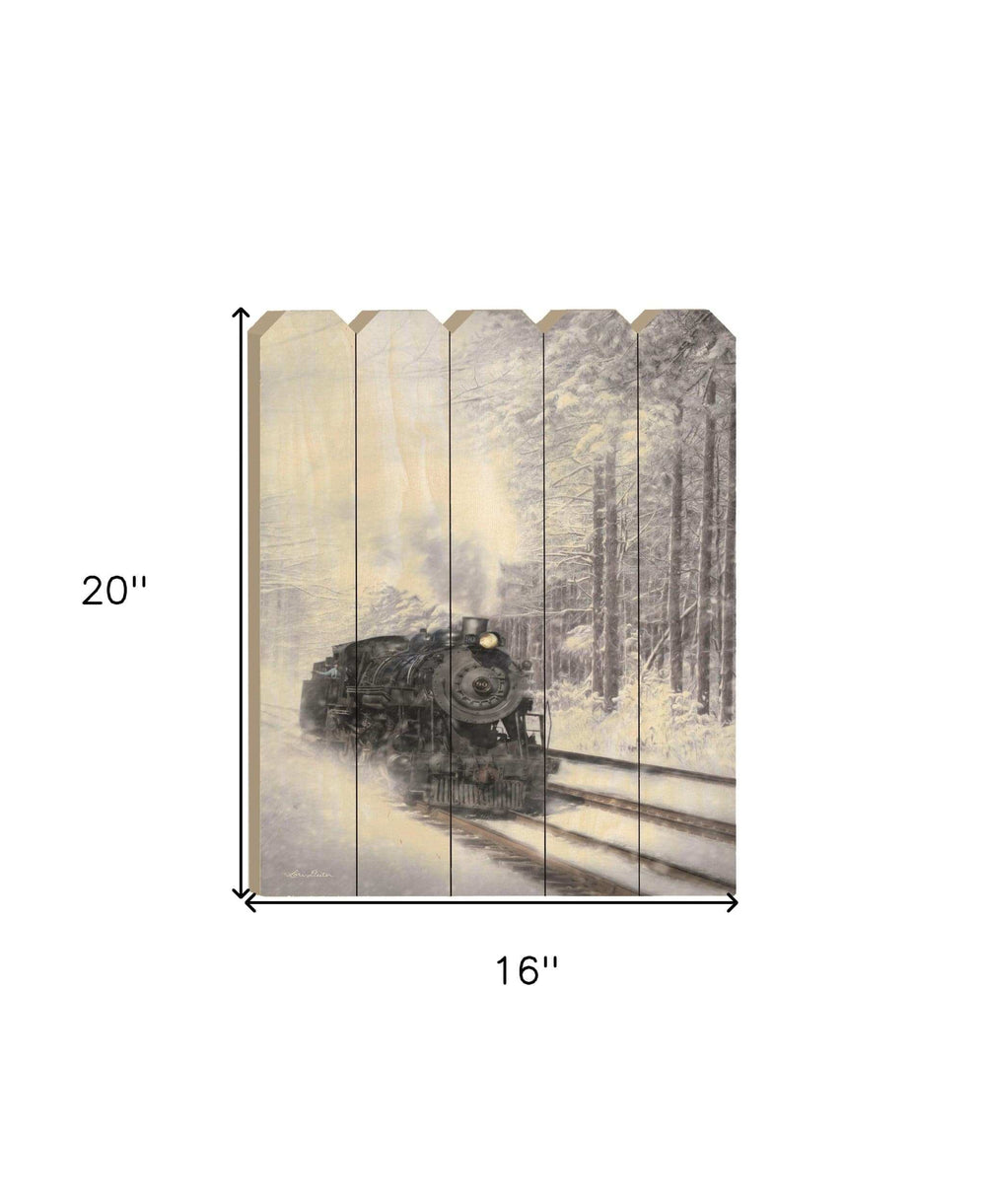 Snowy Locomotive Unframed Picket Fence Wall Art - Homeroots - Flyclothing LLC