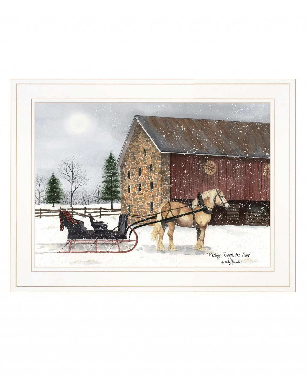 Dashing Through The Snow 1 White Framed Print Wall Art - Homeroots - Flyclothing LLC
