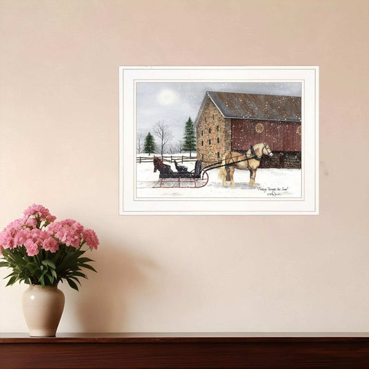 Dashing Through The Snow 1 White Framed Print Wall Art - Homeroots - Flyclothing LLC