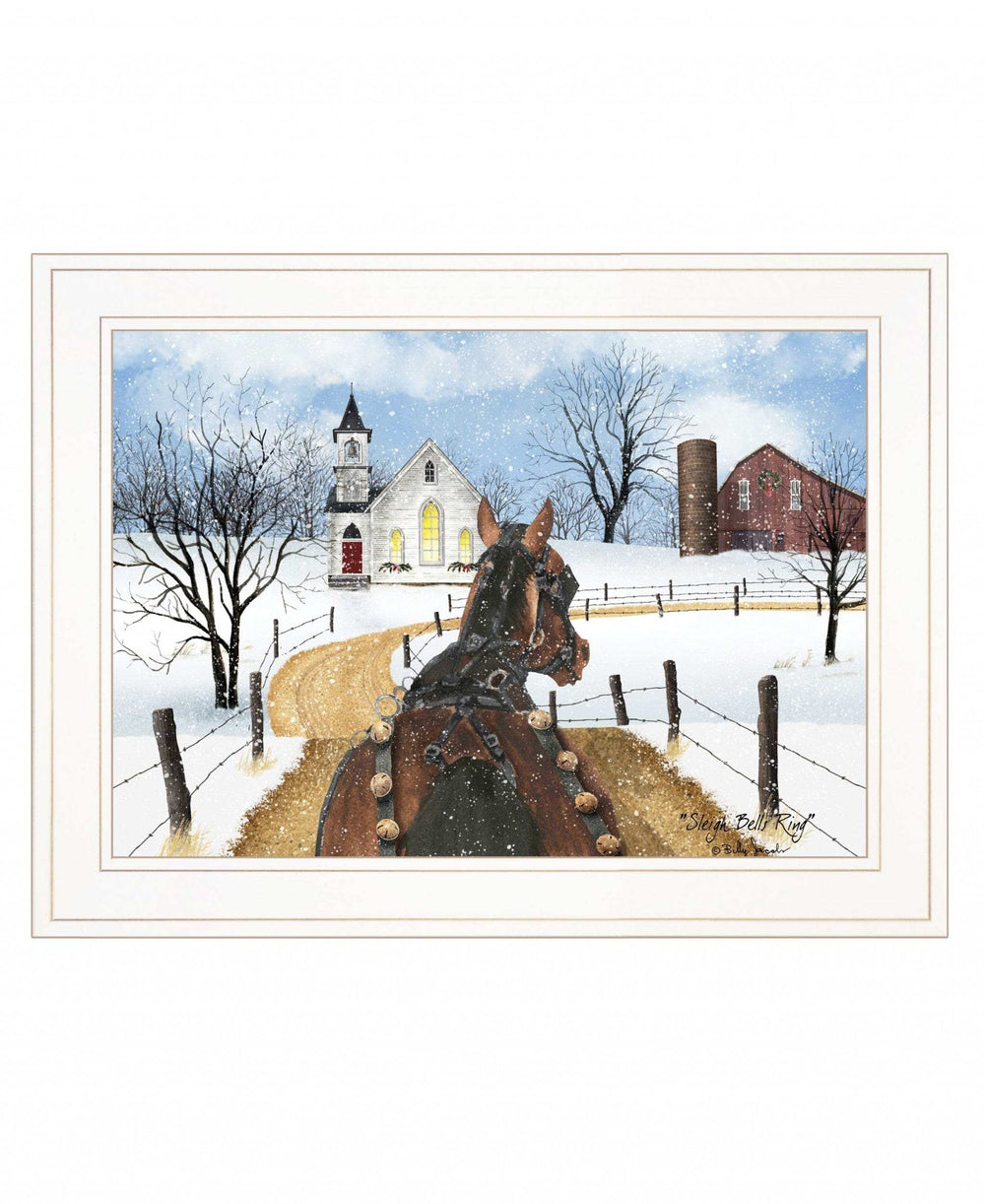 Sleigh Bells Ring 2 White Framed Print Wall Art - Homeroots - Flyclothing LLC