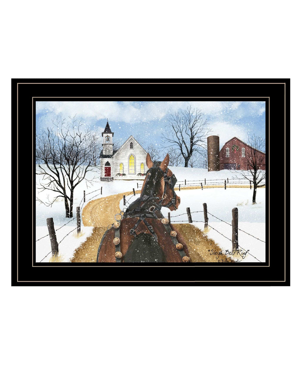 Sleigh Bells Ring 3 Black Framed Print Wall Art - Homeroots - Flyclothing LLC