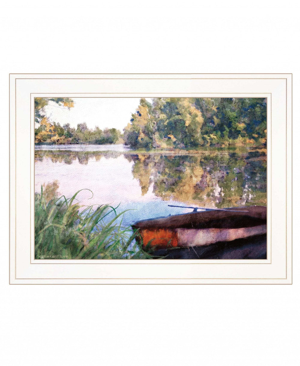 Rowboat Pond Landscape 2 White Framed Print Wall Art - Homeroots - Flyclothing LLC