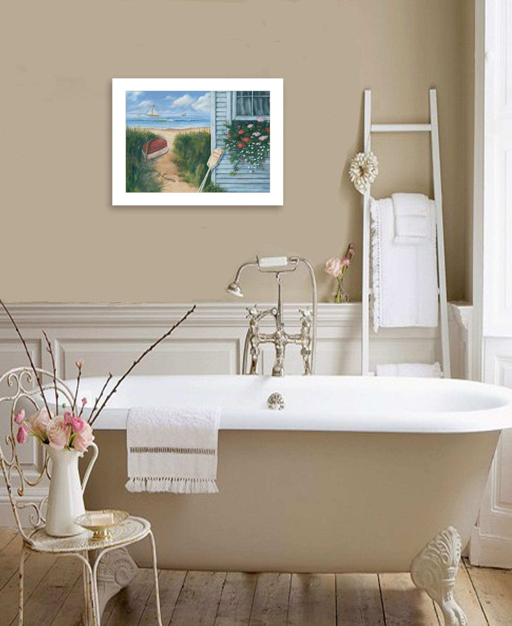 Beach Cottage 1 White Framed Print Wall Art - Homeroots - Flyclothing LLC
