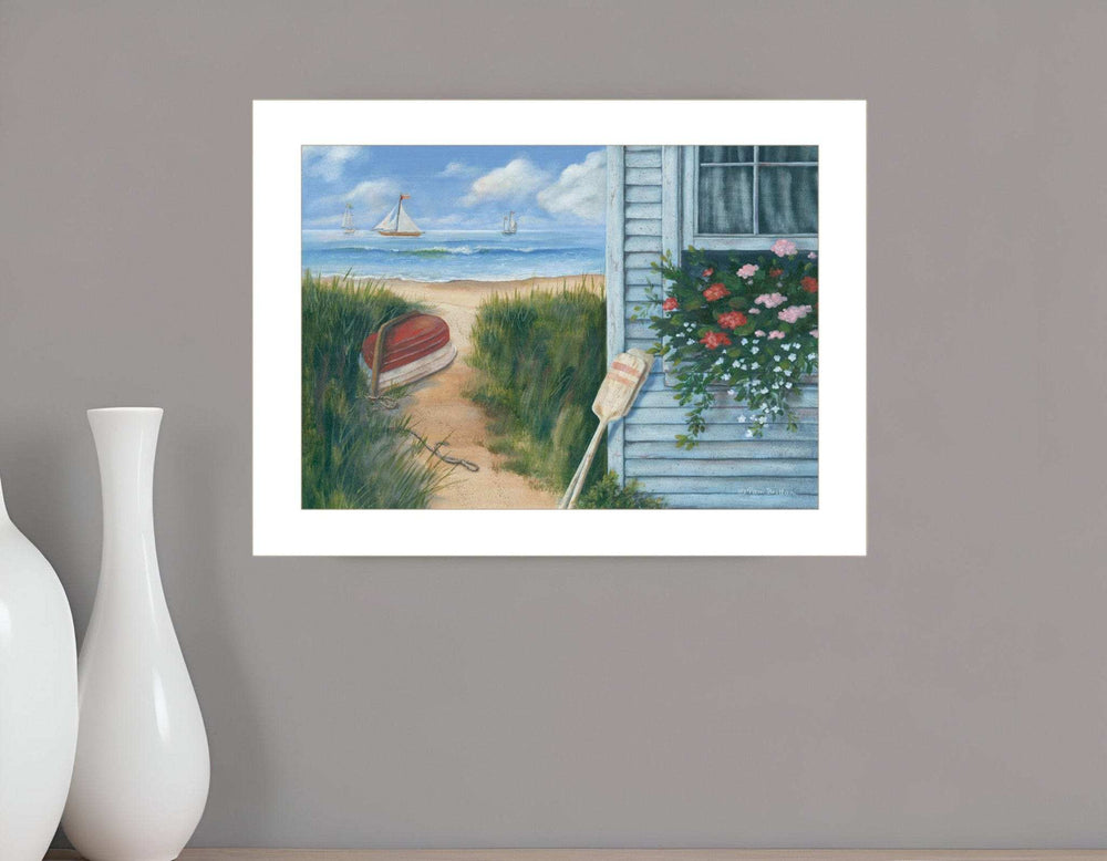 Beach Cottage 1 White Framed Print Wall Art - Homeroots - Flyclothing LLC