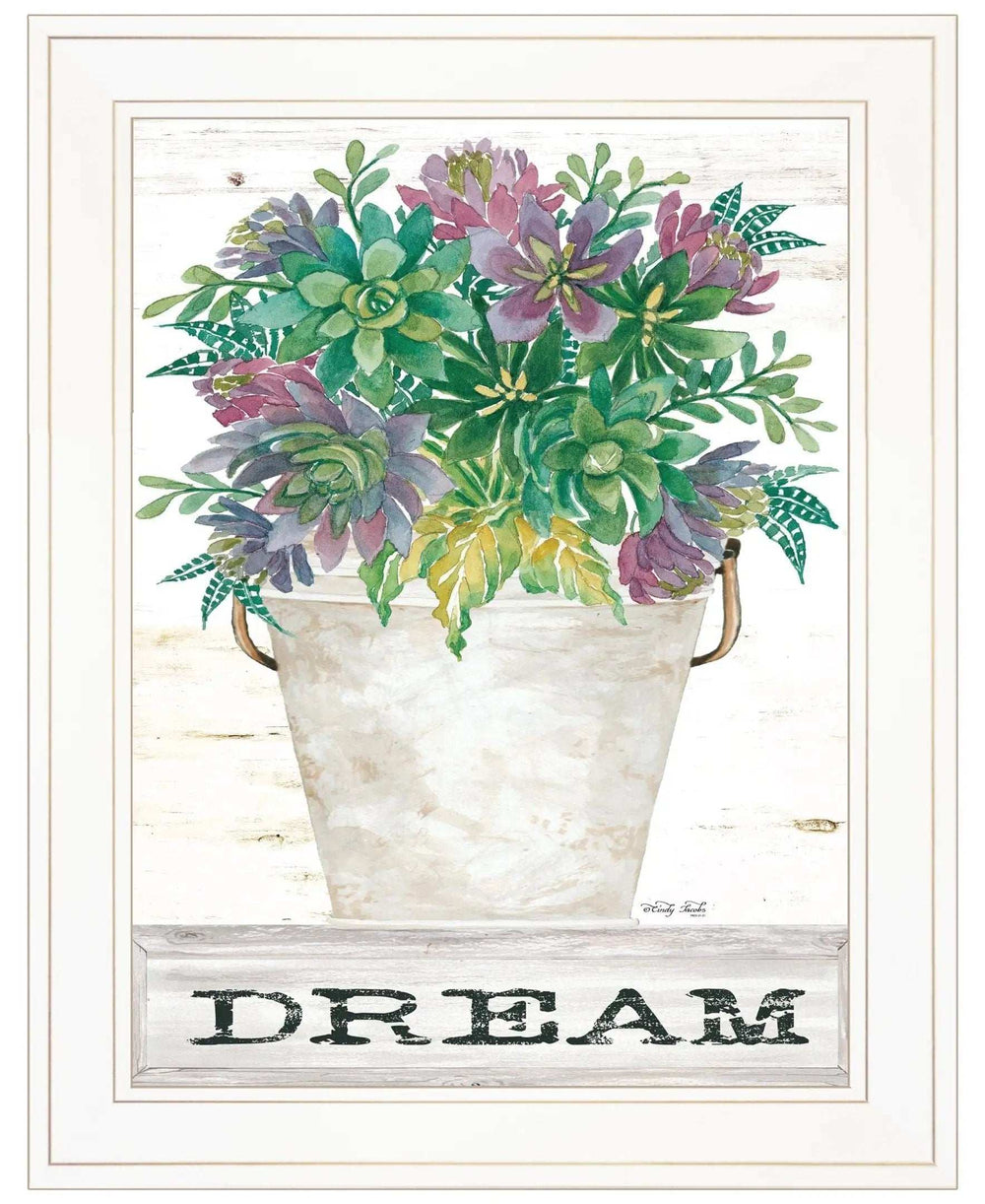 Dream Succulents 2 White Framed Print Wall Art - Homeroots - Flyclothing LLC