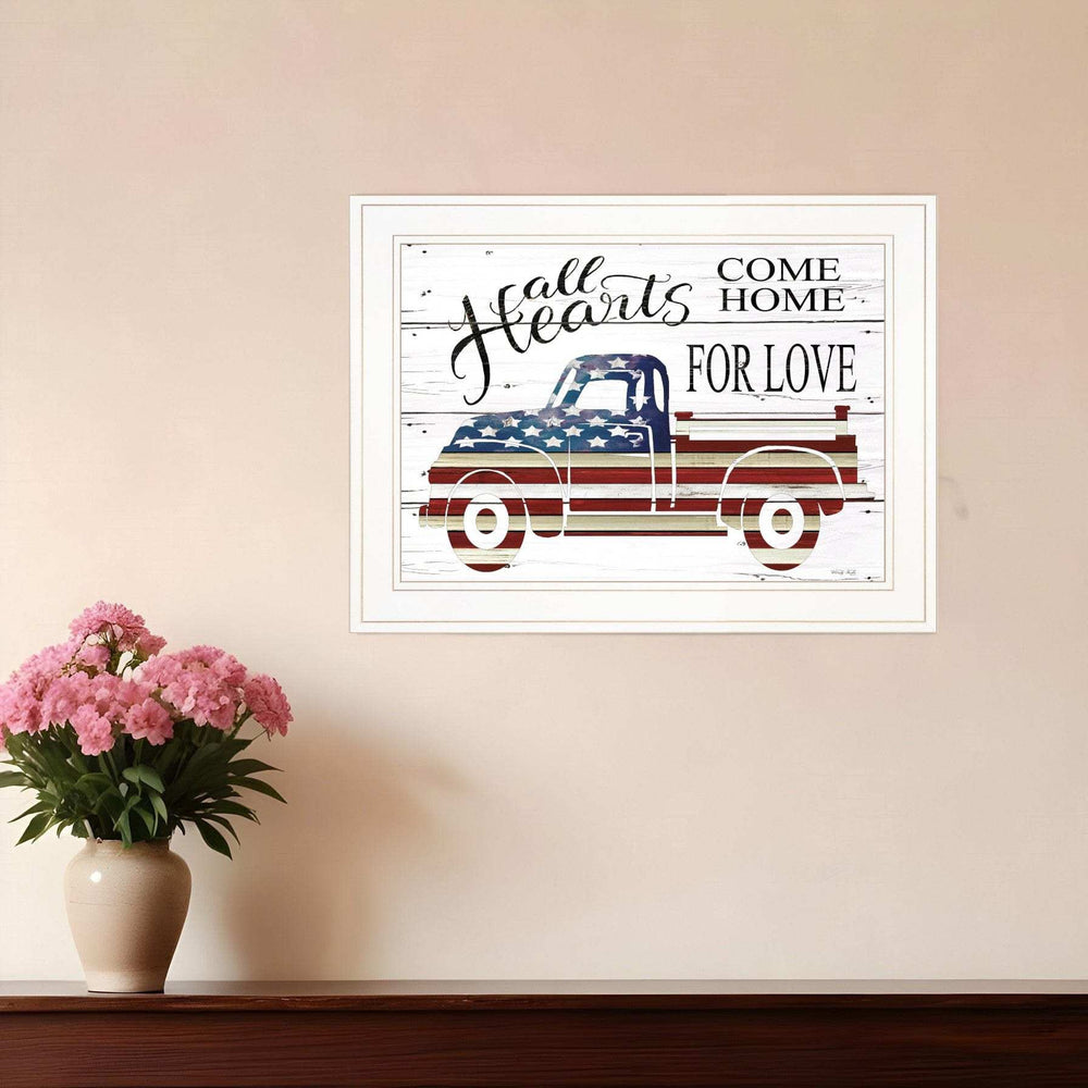 All Hearts Come Home for Love Truck 2 White Framed Print Wall Art - Homeroots - Flyclothing LLC