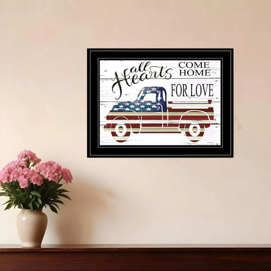 All Hearts Come Home for Love Truck 3 Black Framed Print Wall Art - Homeroots - Flyclothing LLC