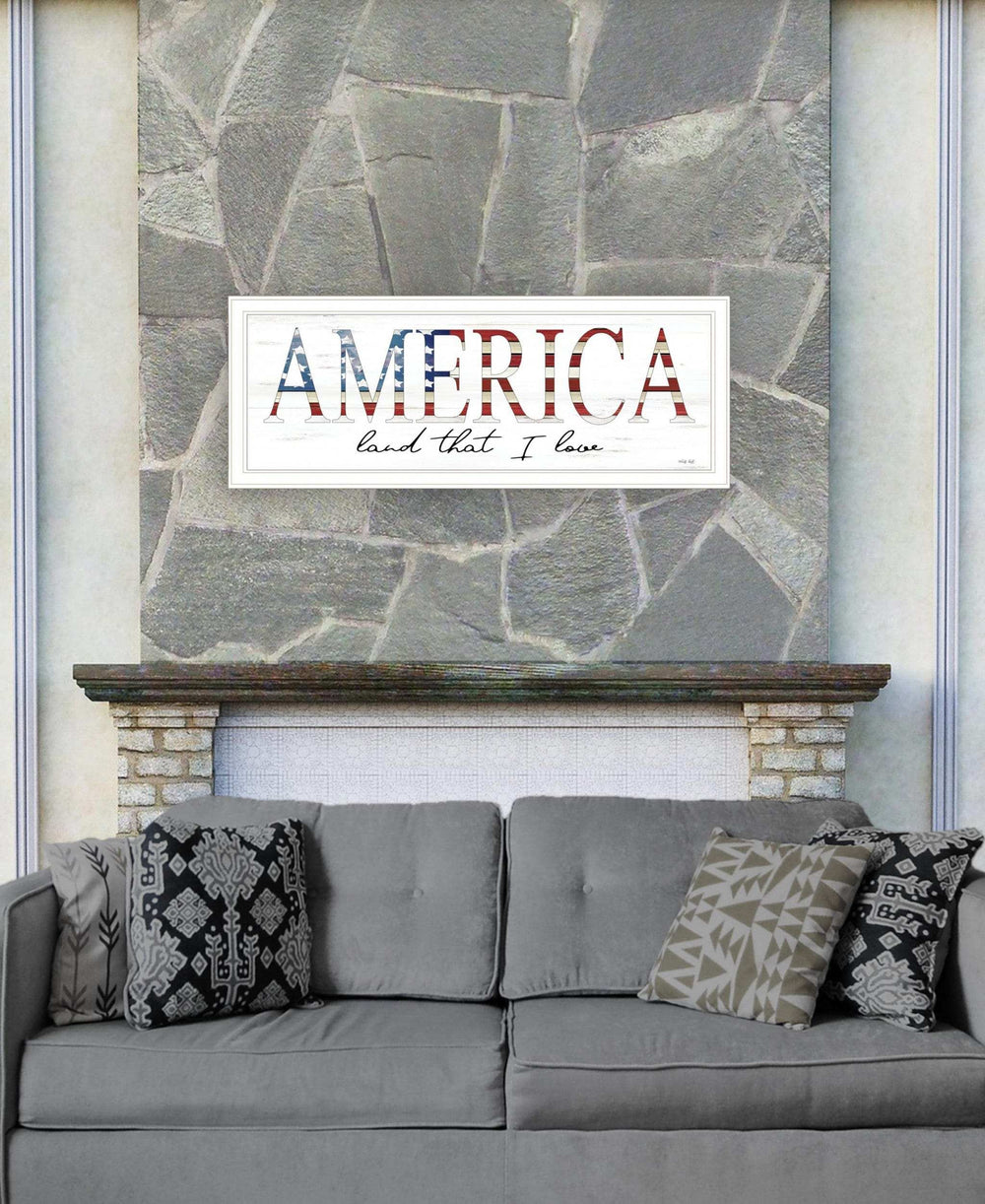America Land that I Love 1 White Framed Print Wall Art - Homeroots - Flyclothing LLC