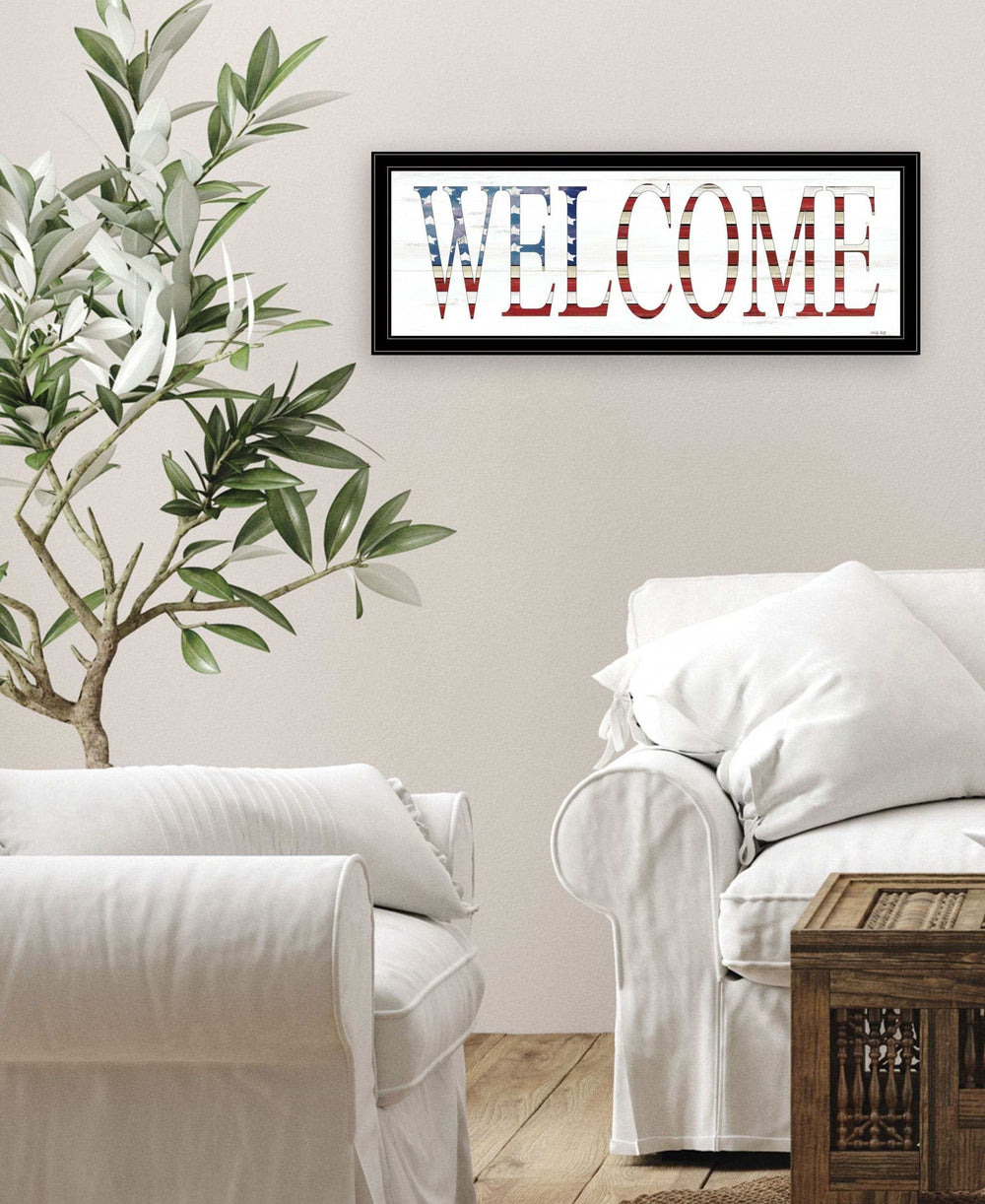 Patriotic Welcome 2 Black Framed Print Wall Art - Homeroots - Flyclothing LLC