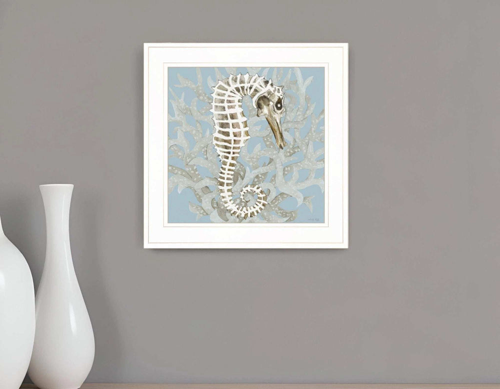 Coral Seahorse I 2 White Framed Print Wall Art - Homeroots - Flyclothing LLC